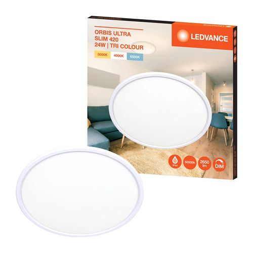 Ledvance 24W 2650lm LED Tri Colour Luminaire Ultra Slim Oyster Ceiling ...