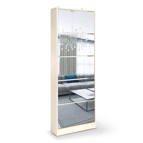 Tall mirrored shoe on sale cabinet