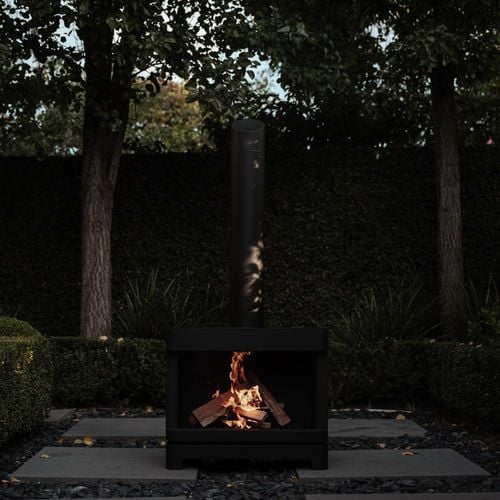 Black Panoramic Outdoor Fireplace - Bunnings Australia