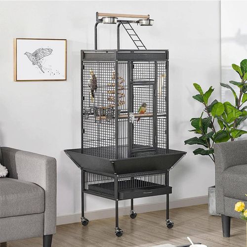 Picture of Large Playtop Parrot Aviary Bird Cages Birdcage W/ Rolling Stand Perch ...