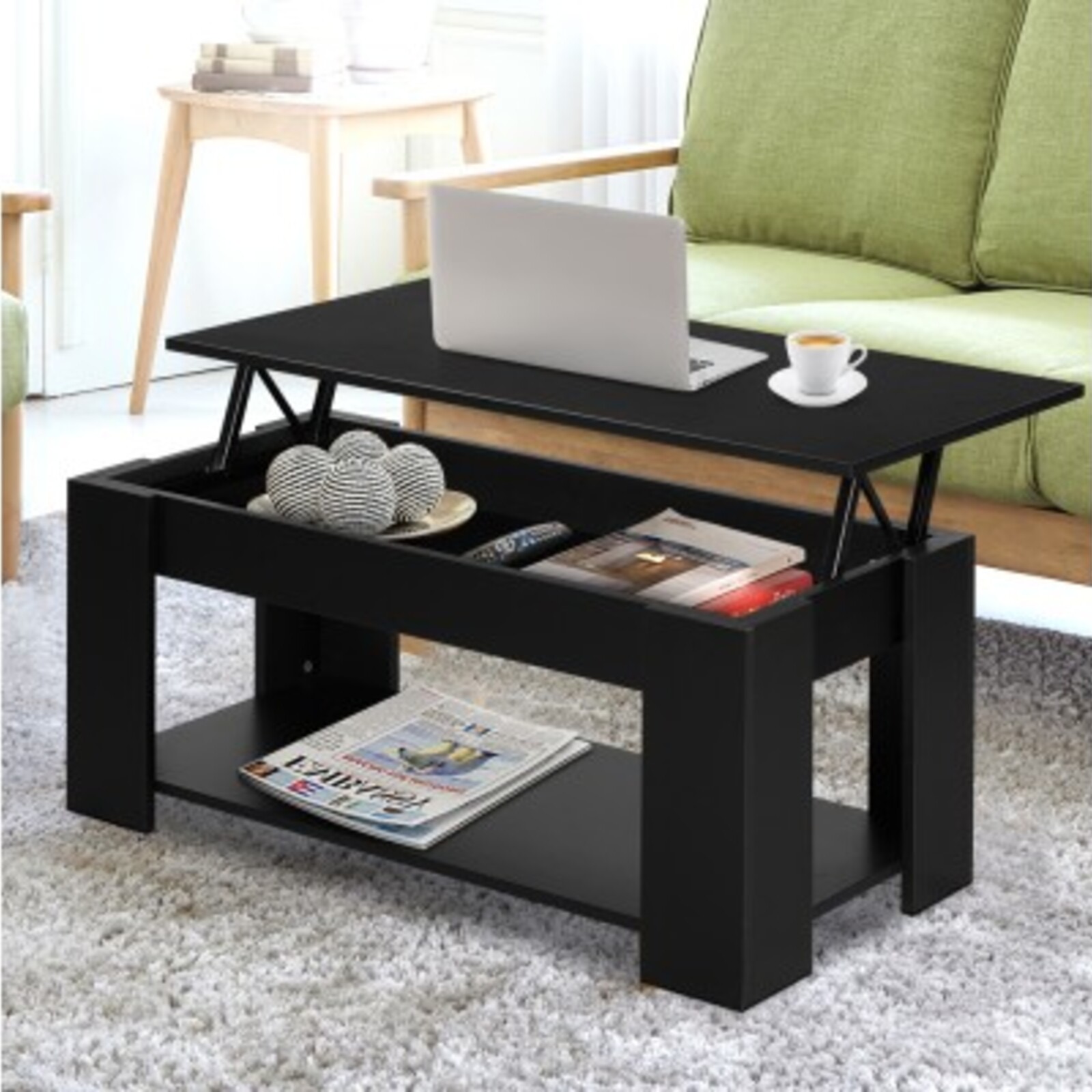 Artiss Black Lift Up Top Coffee Table - Bunnings Australia