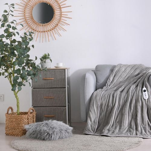 Dreamaker Electric Heated Throw Blanket - Silver - Bunnings Australia