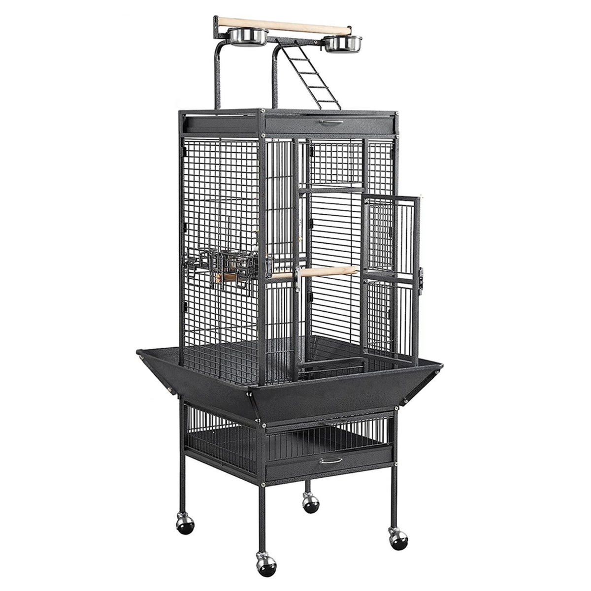 Large Playtop Parrot Aviary Bird Cages Birdcage W/ Rolling Stand Perch ... - Will Absorbides Stand Aviary Silently