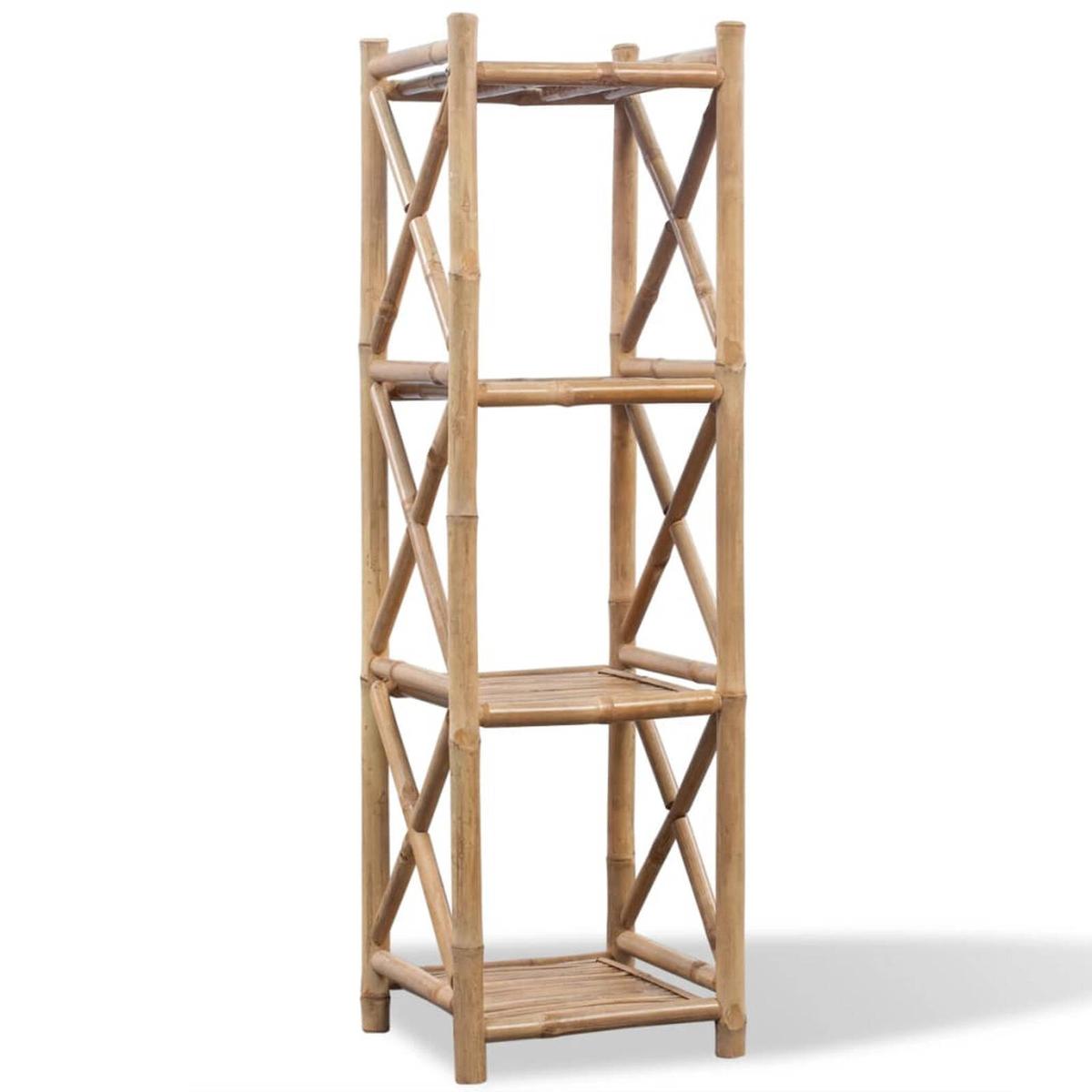vidaXL 4-Tier Square Bamboo Shelf Free Standing Tower Rack Storage ...