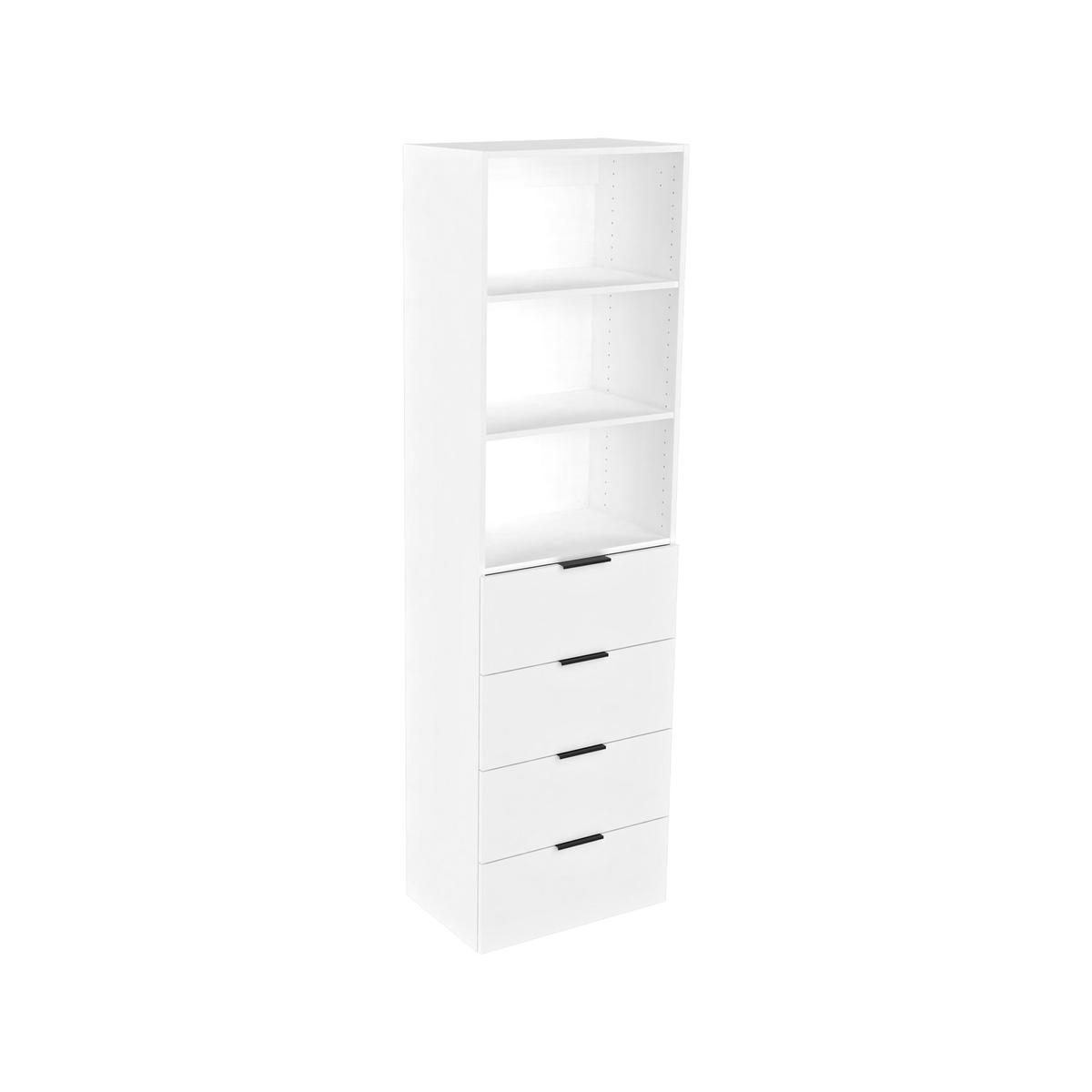 Lugna 2048 x 600 x 380mm White 2 Shelf And 4 Drawer Robe Insert ...