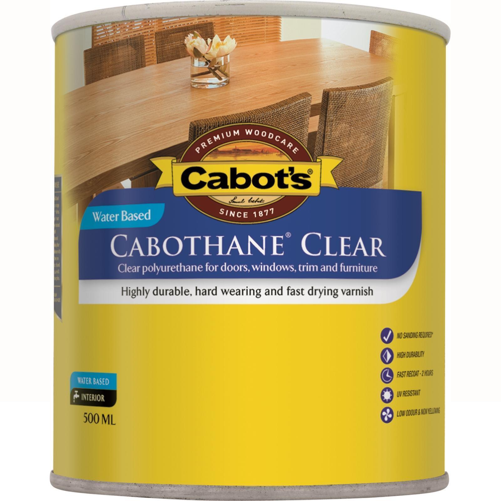 Cabot's 500ml Satin Water Based Cabothane Clear Polyurethane Timber ...