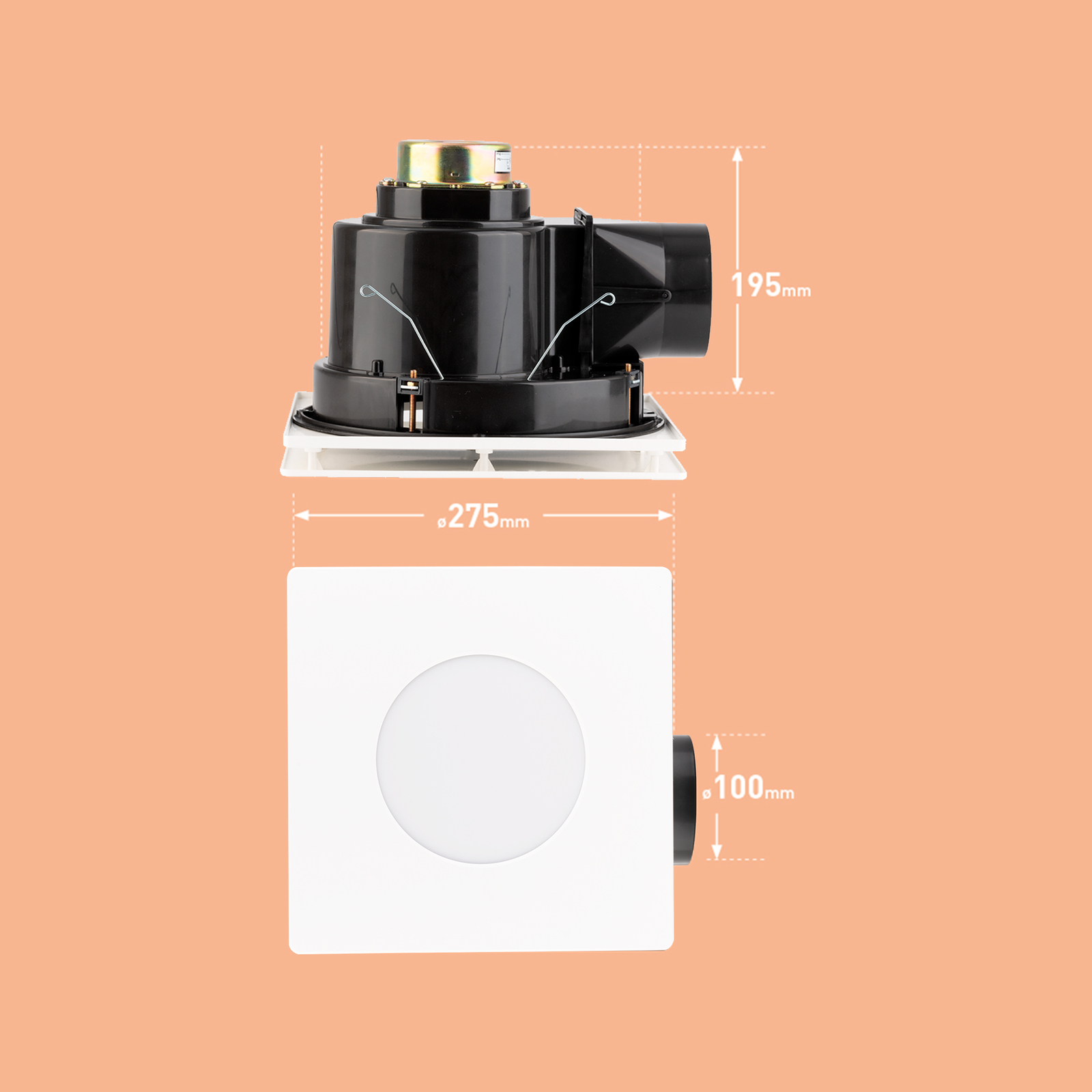 Mercator 240mm White Plug-In Square Exhaust Fan with Tri-Colour LED ...
