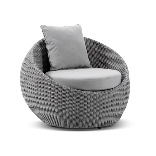 Newport Outdoor Wicker Lounge Arm Chair-Brushed Grey Wicker With ... - Outdoor Textured Wicker Furniture