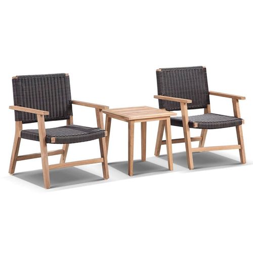 Hamilton Outdoor Wicker and Teak Table and Chairs Balcony Set ...