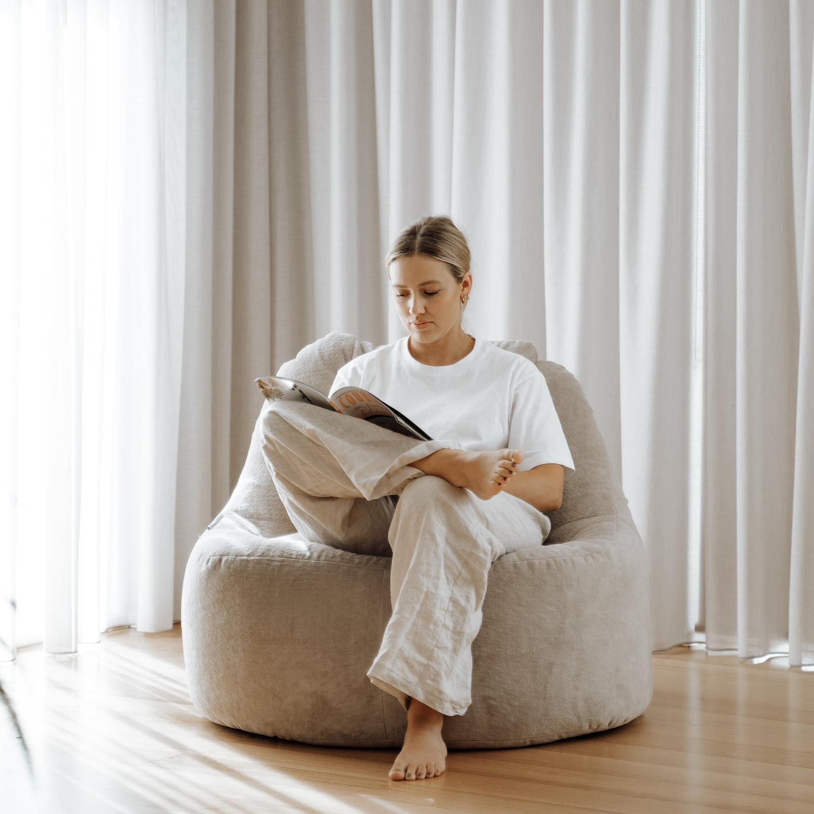 Plush Lounger Bean Bag Chair - Champagne Latte - Bunnings Australia