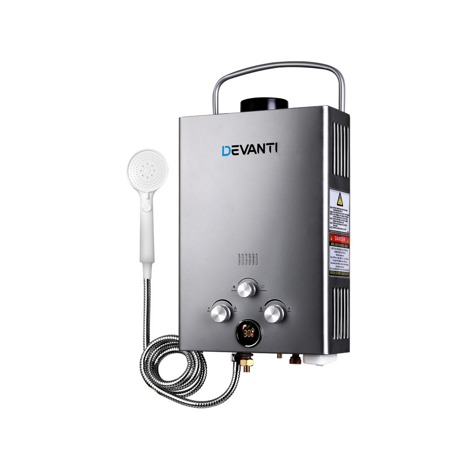 Devanti Gas Hot Water Heater Portable Shower Camping LPG Outdoor Instant  Grey - Bunnings Australia