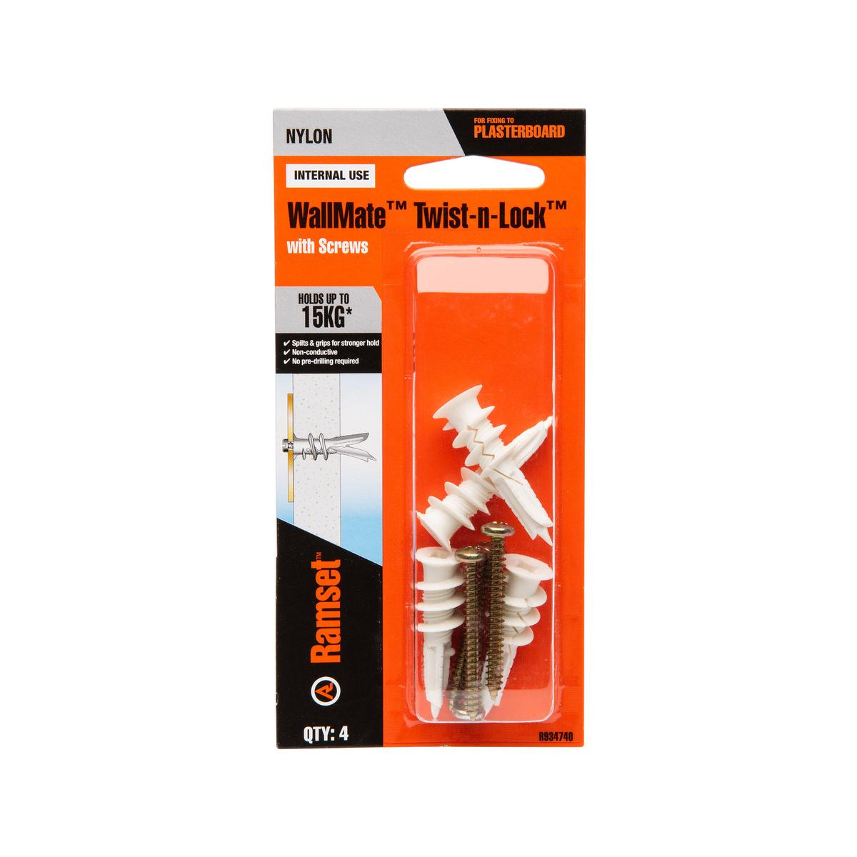 Ramset Wallmate Twist N Lock - 4 Pack - Bunnings Australia