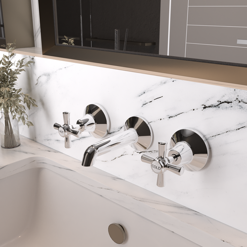 EZYFIX Classic Retrofit Bath Tap Set Chrome WELS 5 Star 5.5L/min ...