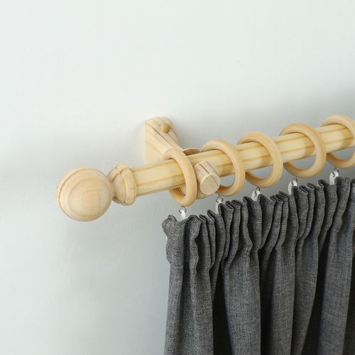 Windoware 210cm x 33mm Natural Wooden Curtain Rod Set - Bunnings Australia