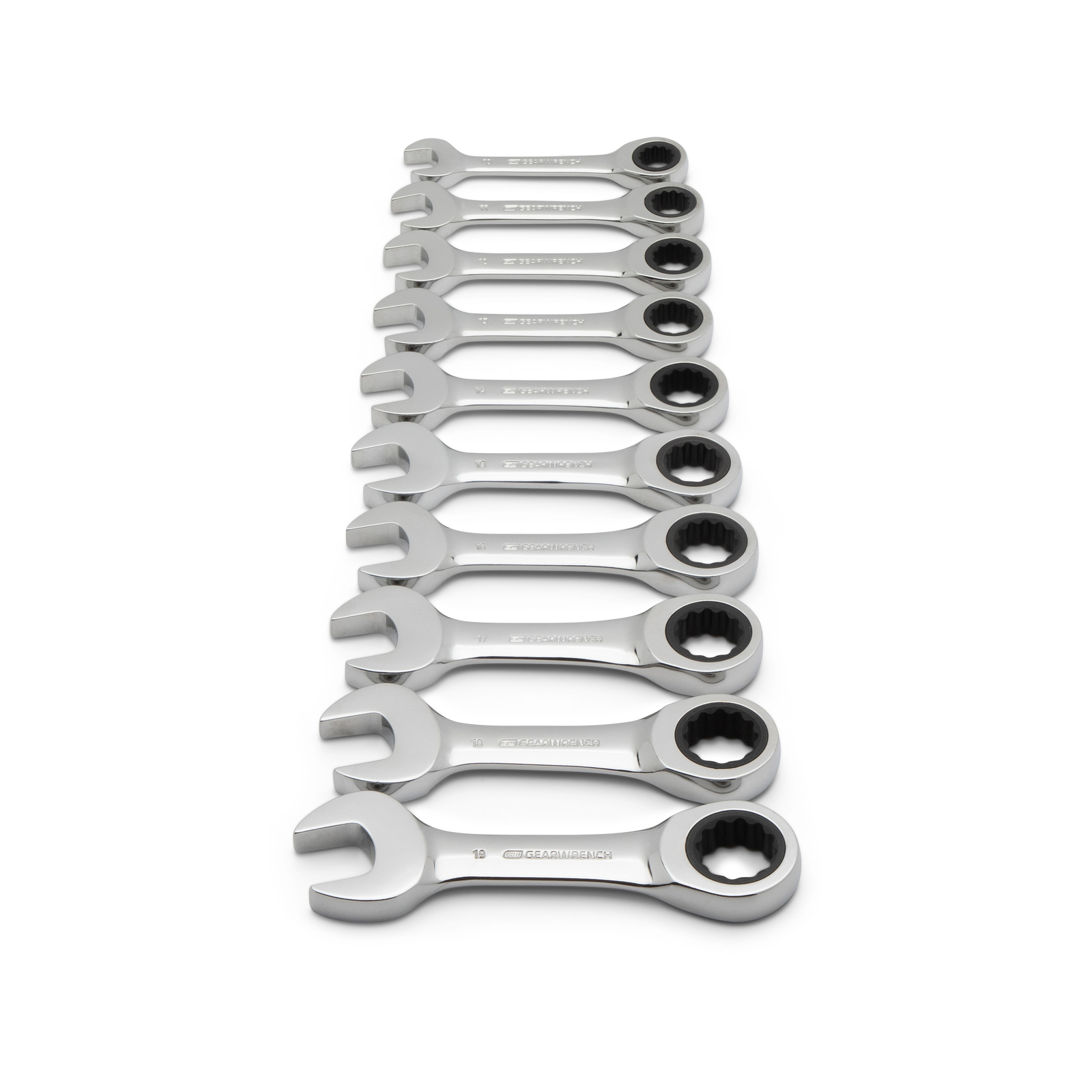 GEARWRENCH 10-teiliger Ratschenschlüssel-Satz MM – 90 Zähne, 12-Punkt, Kurze Ausführung Für Enge Räume