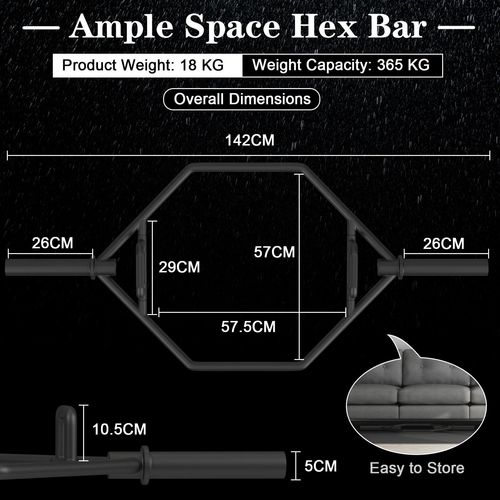 Produktbild von Trap Bar Mit 2 Federverschlüsse & Klappbarem Griff Hantelstange Hex Bar Olympic Bar Silber