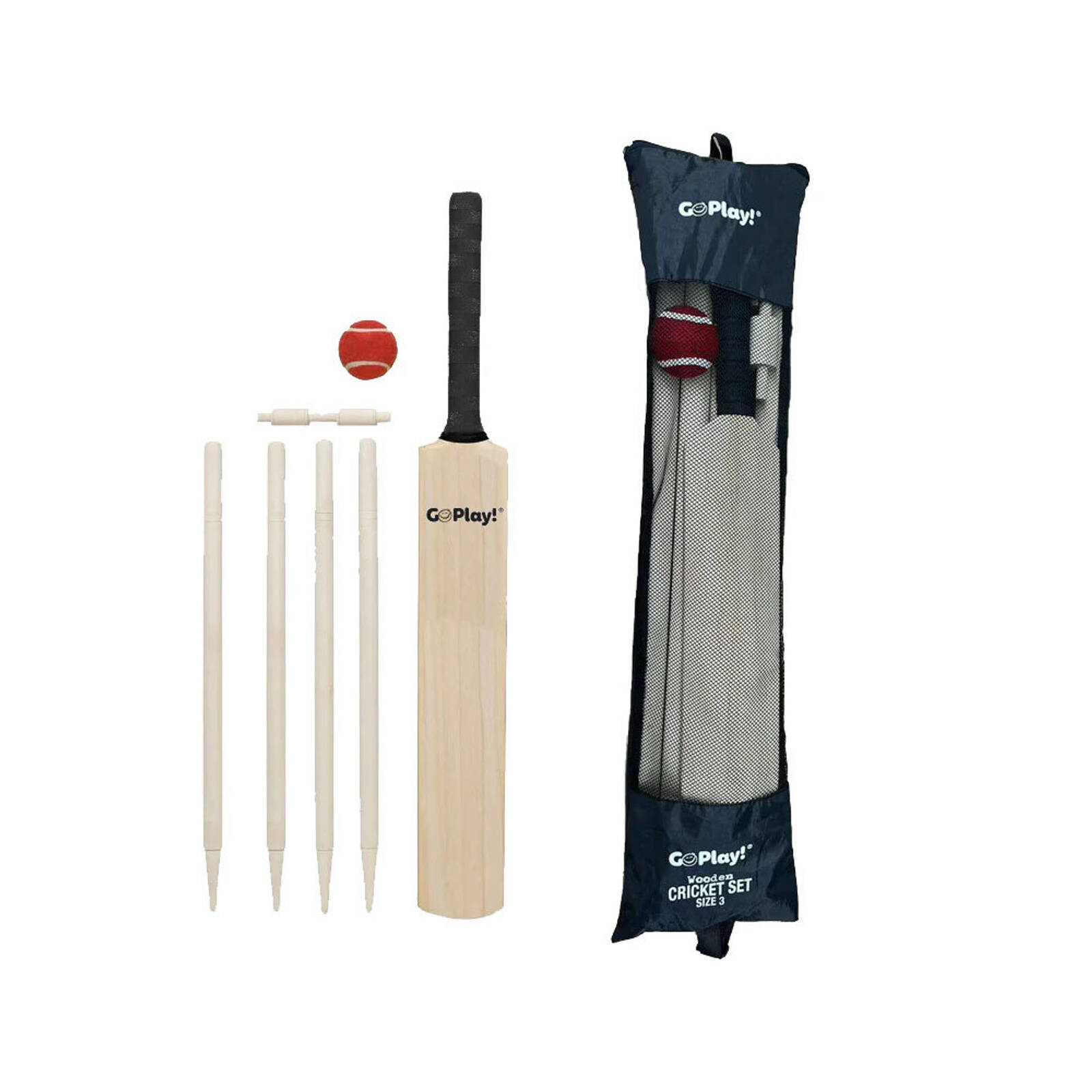 Garden Mile Set Da Cricket Deluxe In Legno Per Bambini (6+ Anni) - Completo Di Mazza, Paletti, Pallina E Borsa A Rete, Ideale Per Spiaggia E Parco - 4