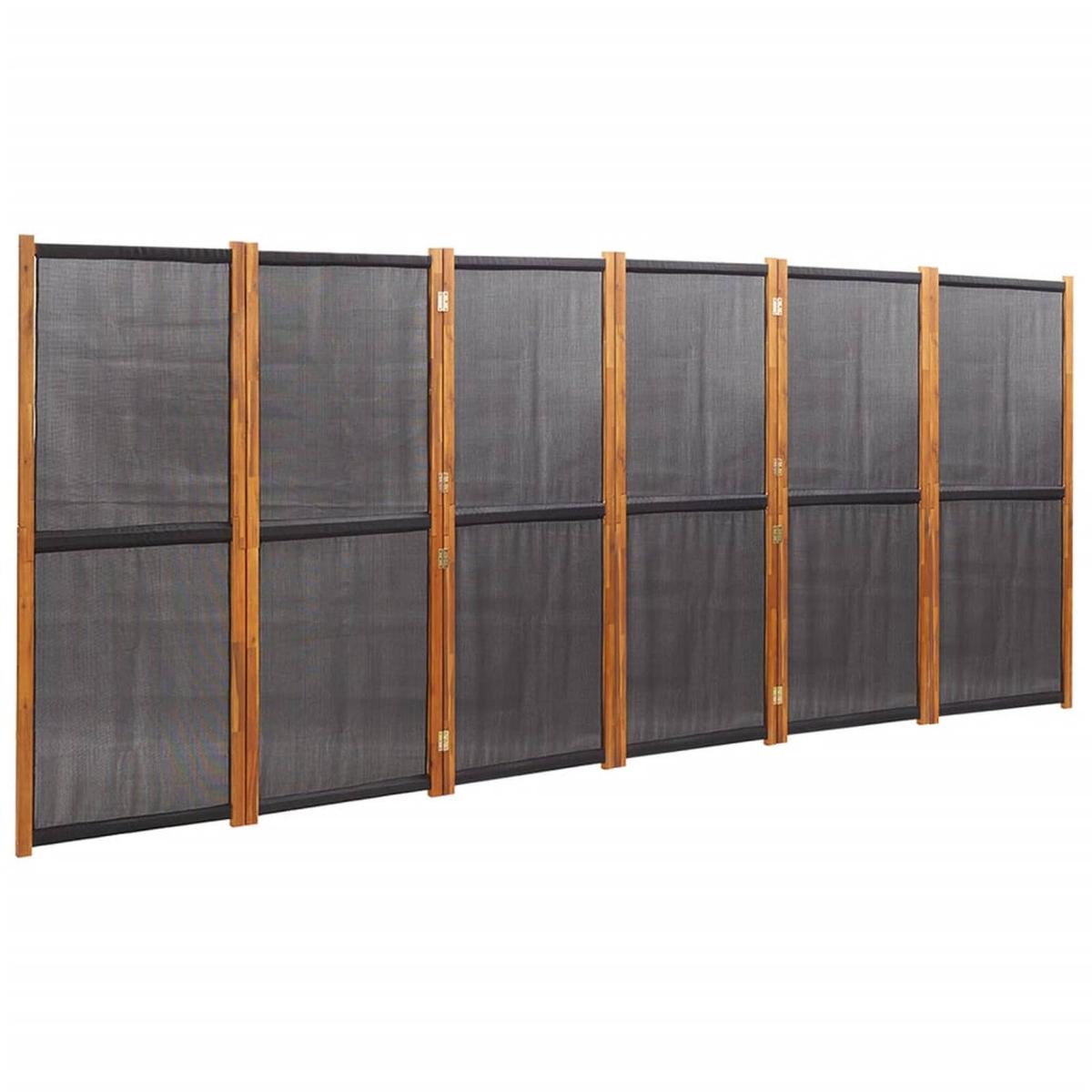 vidaXL 6-Panel Room Divider Black Panel Privacy Screen Partition ...