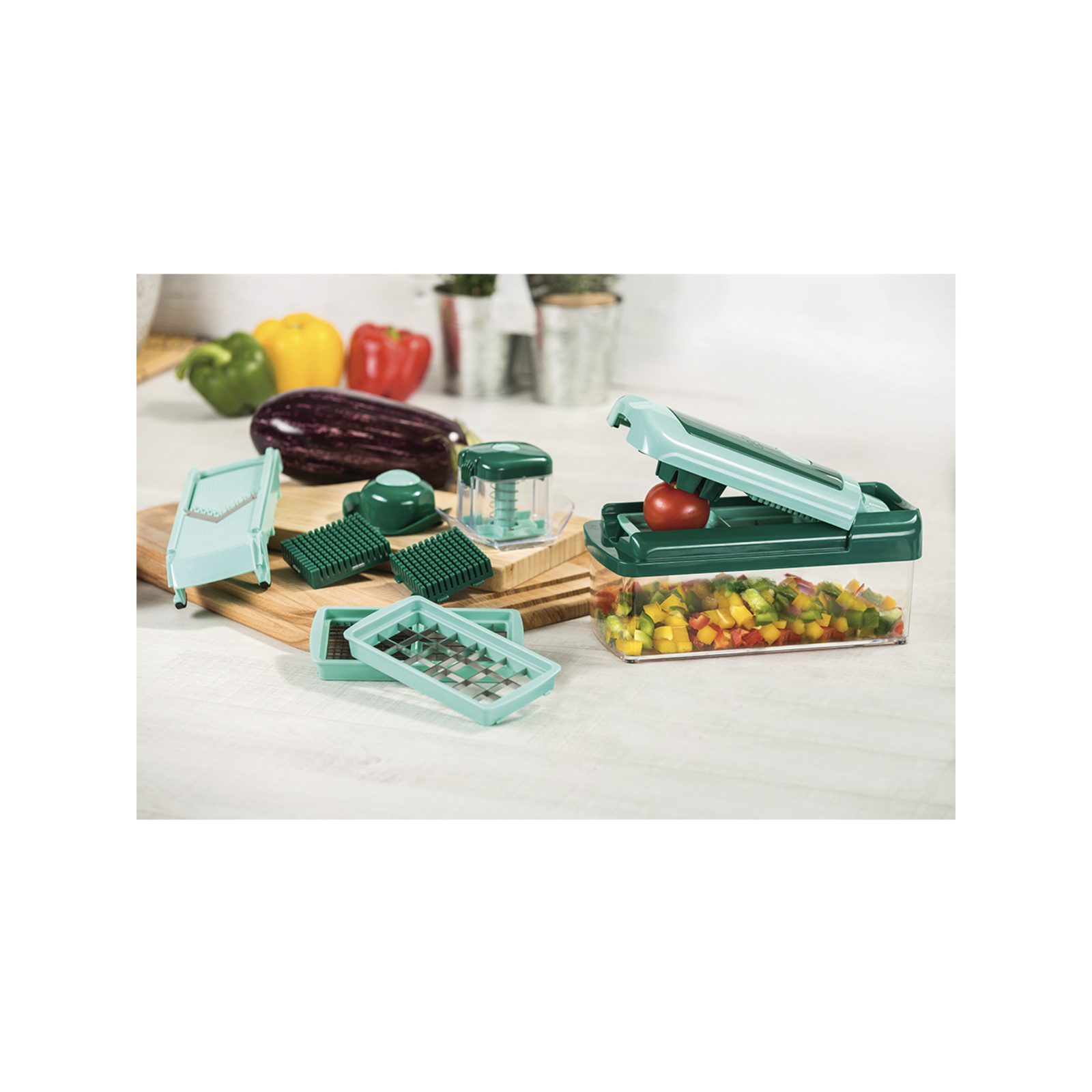 Genius Nicer Dicer Fusion - Mandoline Multifonction 10-en-1 | Découpe Légumes Professionnelle
