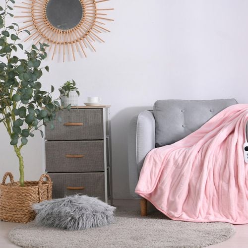 Dreamaker Electric Heated Throw Blanket - Blush Pink - Bunnings Australia