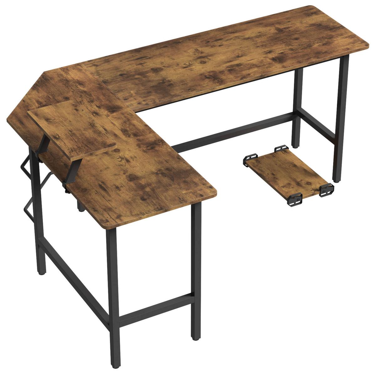 Advwin L-shaped Corner Desk With Laptop Stand Workstation Home Work ...