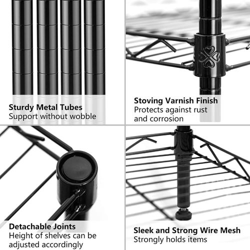 Black 5-Tier Wire Storage Rack for Kitchen Organization - Bunnings ...