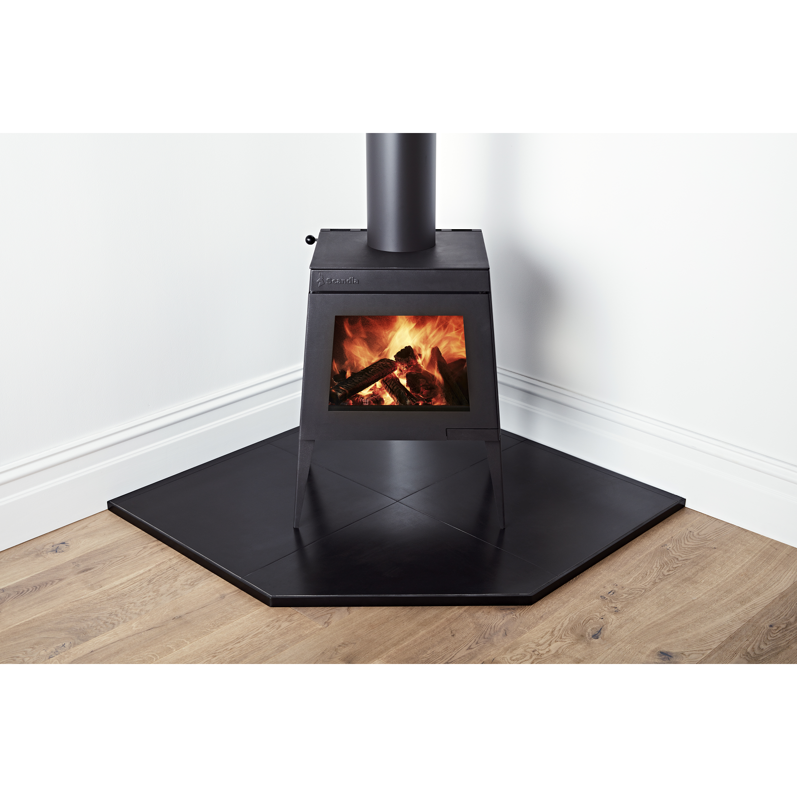 Scandia Black Ceramic Corner Tile Hearth - Black 1250mm x 1250mm - Bunnings  Australia