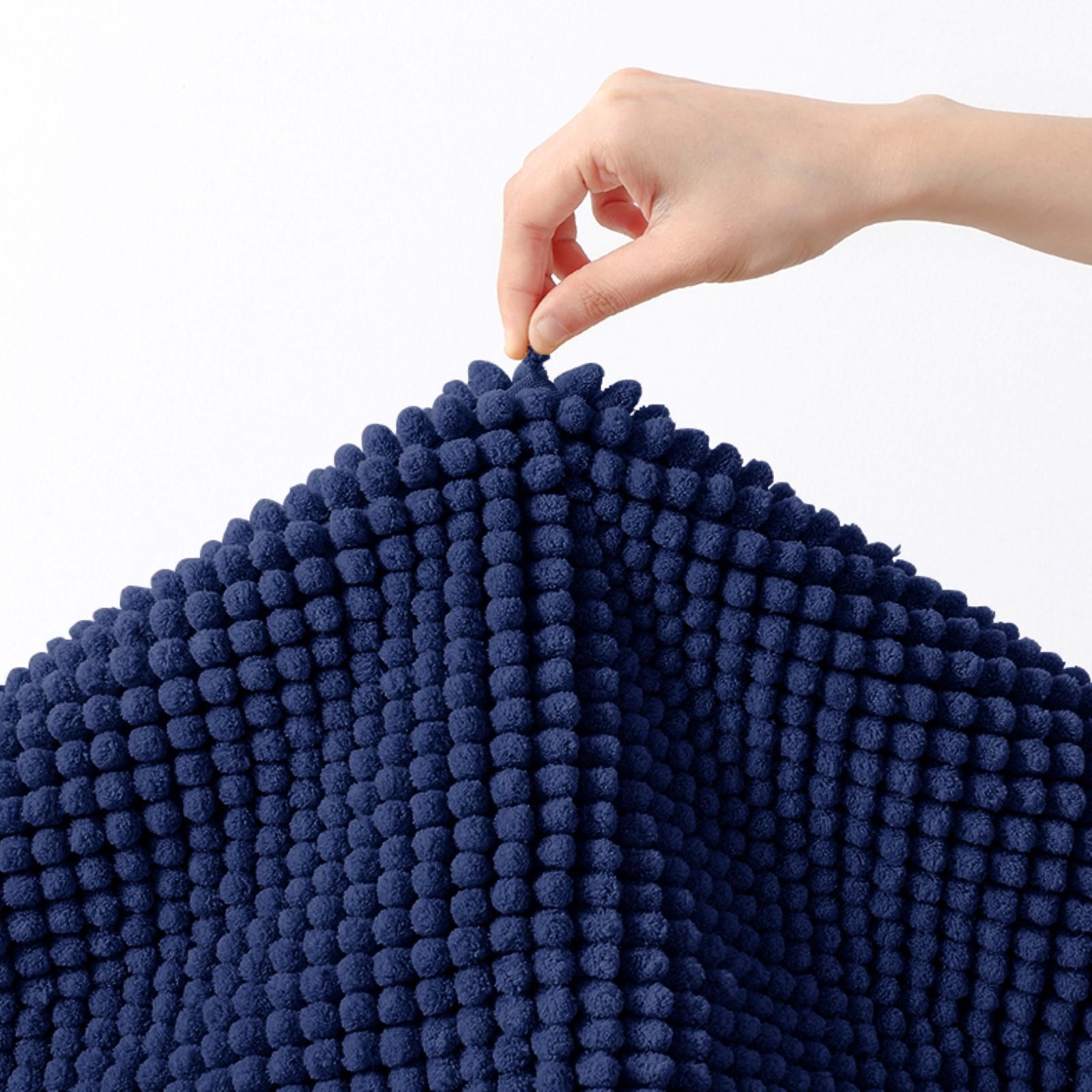 Barelli Bath Mat Rectangular 50cm x 80cm Non-Slip Chenille Navy ...