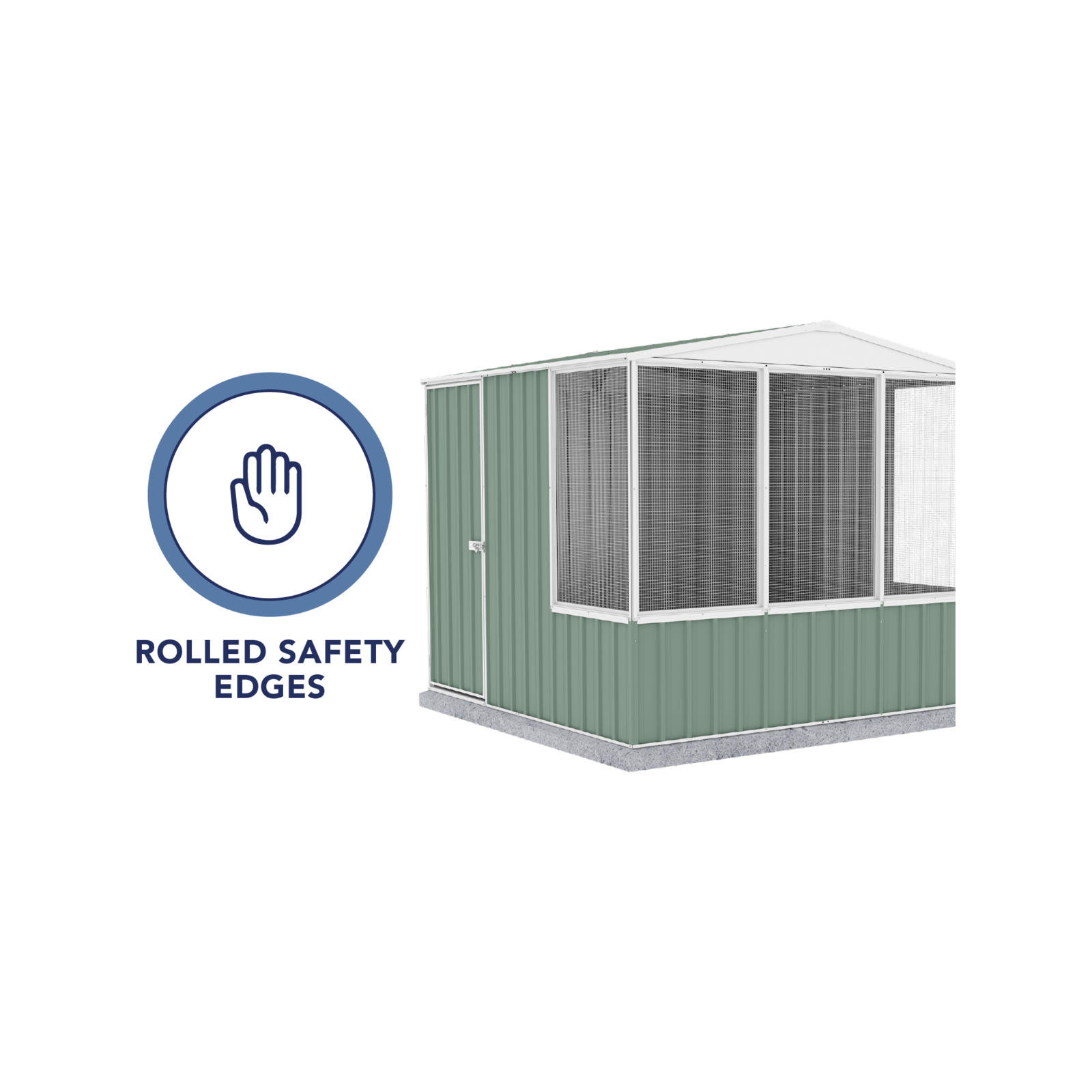 Absco Sheds 2.26 x 2.22 x 2m Pale Eucalypt Full Door Gable Roof Chicken