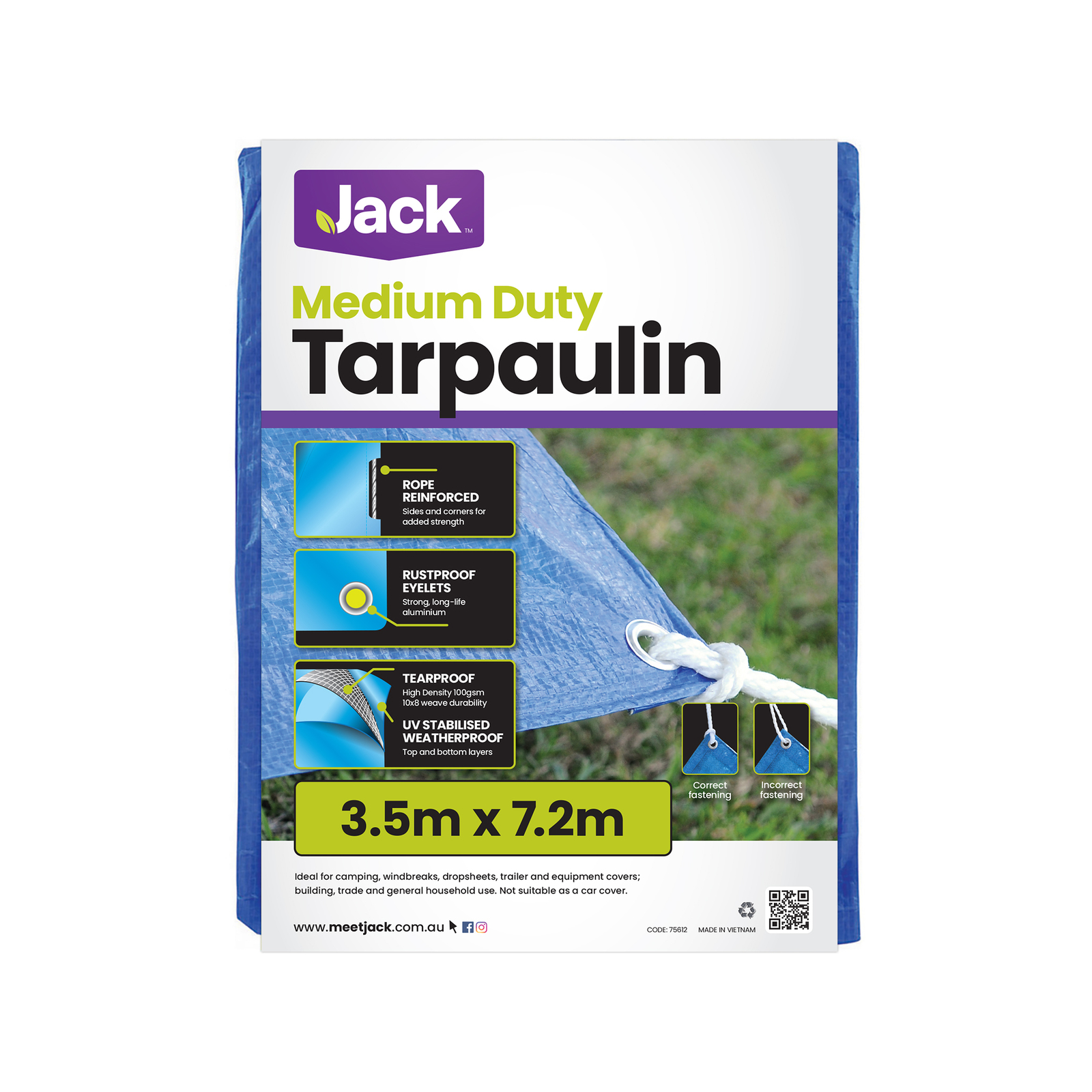 Jack 3.5 x 7.2m Medium Duty Tarpaulin Bunnings Australia
