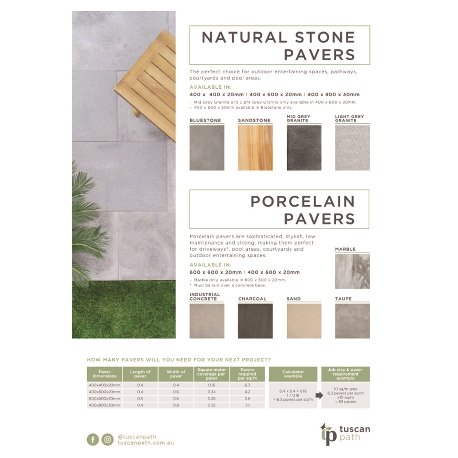 Tuscan Path 600 x 400 x 20mm Taupe Porcelain Paver - Bunnings Australia