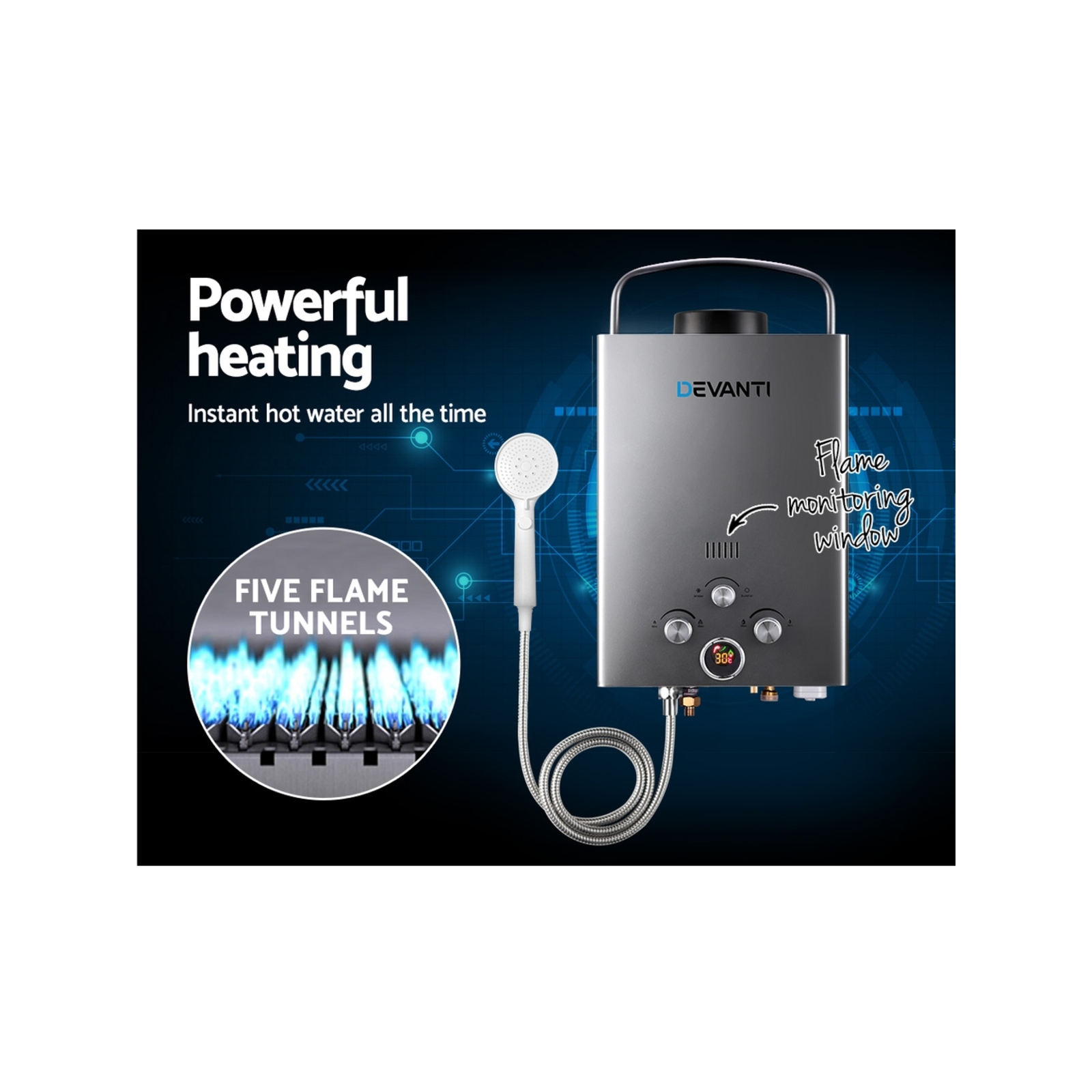 DEVANTi Outdoor Gas Hot Water Heater w/ Pump Grey - Bunnings Australia