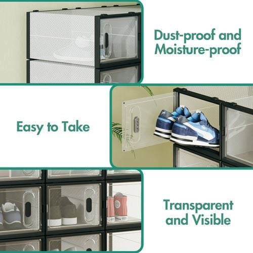 Advwin 20 pcs large display cases breathable shoe box stackable storage