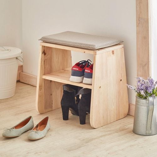 Natural Signature 450mm Raw Natural Shoe Rack with Cosmo Brown Seat ...