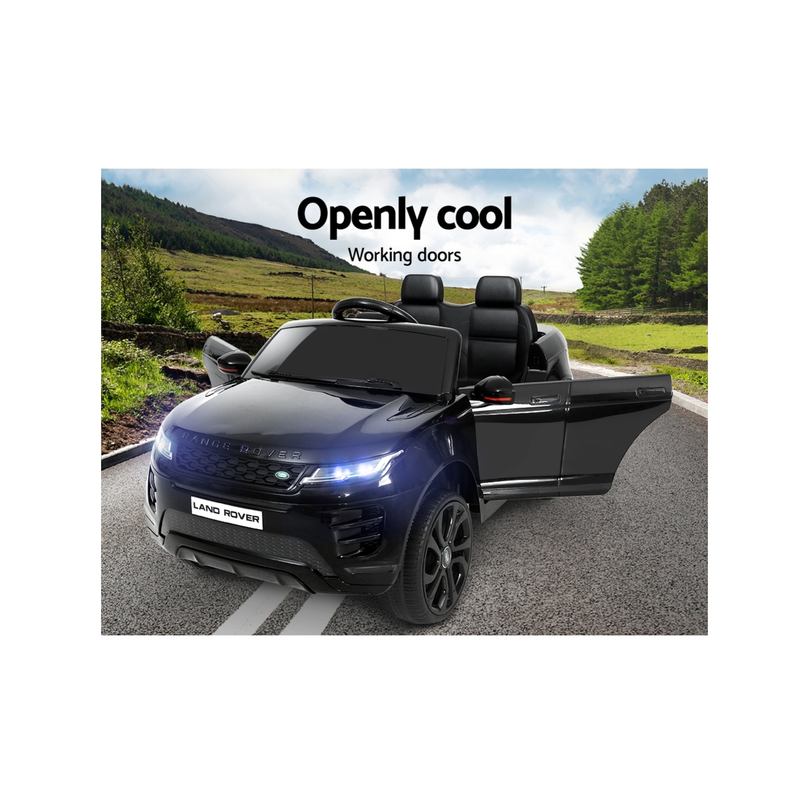 Kids Ride On Car Licensed Land Rover 12V Remote Black - Bunnings Australia
