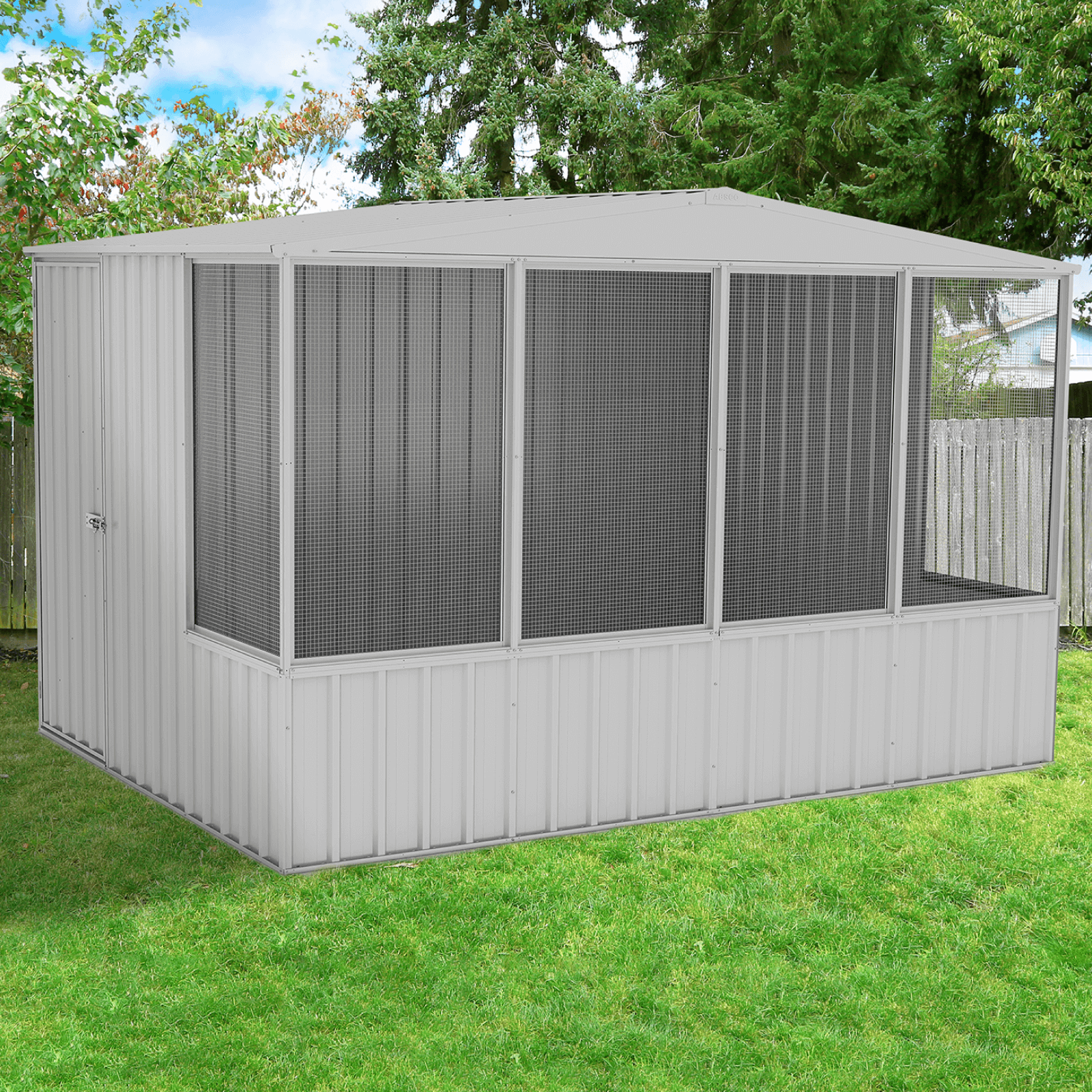 Absco Sheds 3.0 x 2.22 x 2.06m Zincalume Gable Roof Full Door Chicken