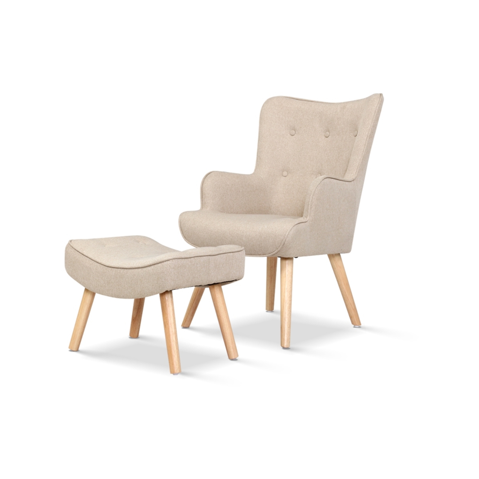 Beige armchair and cheap footstool