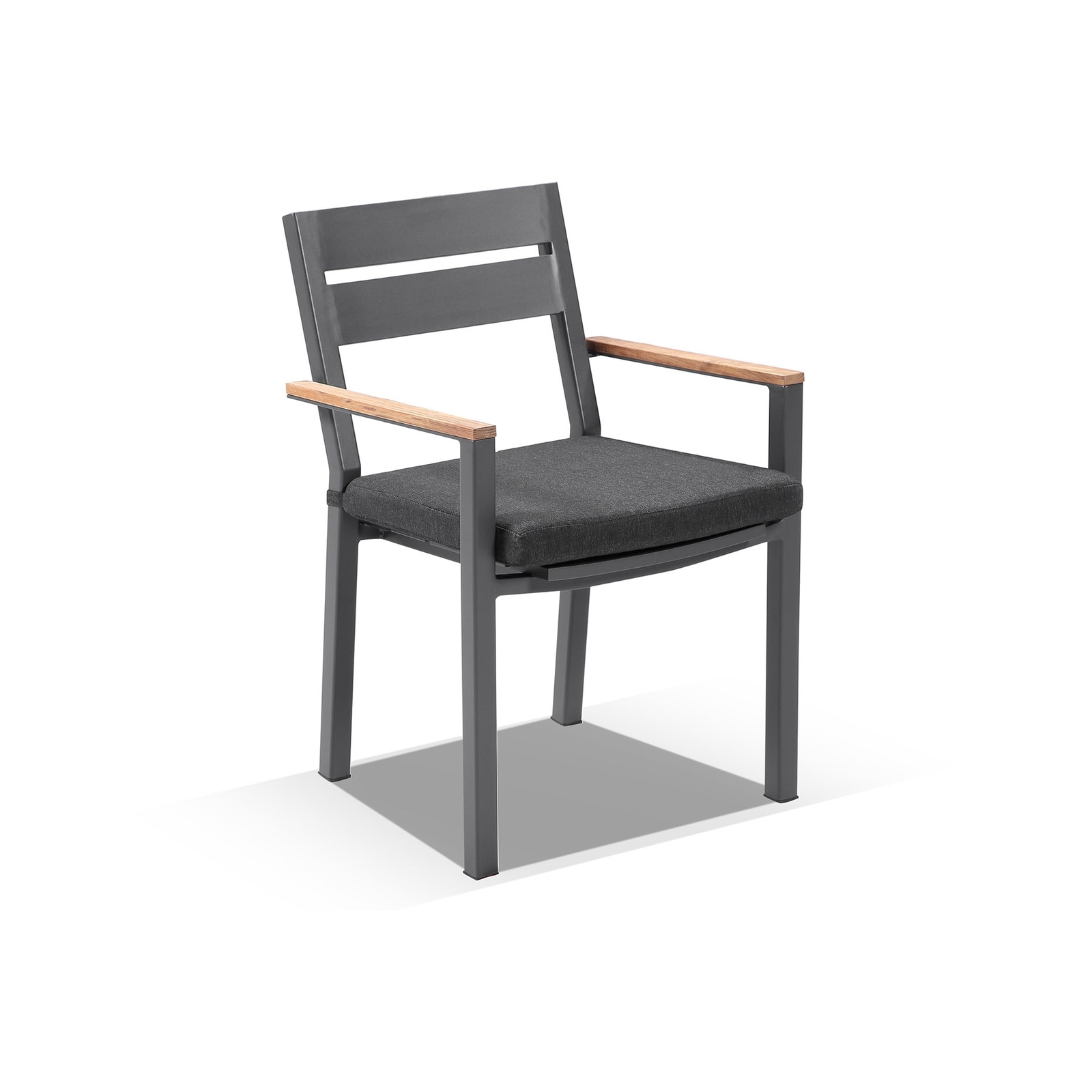 Outdoor Capri Aluminium Dining Chair With Teak Timber Arm Rests ...
