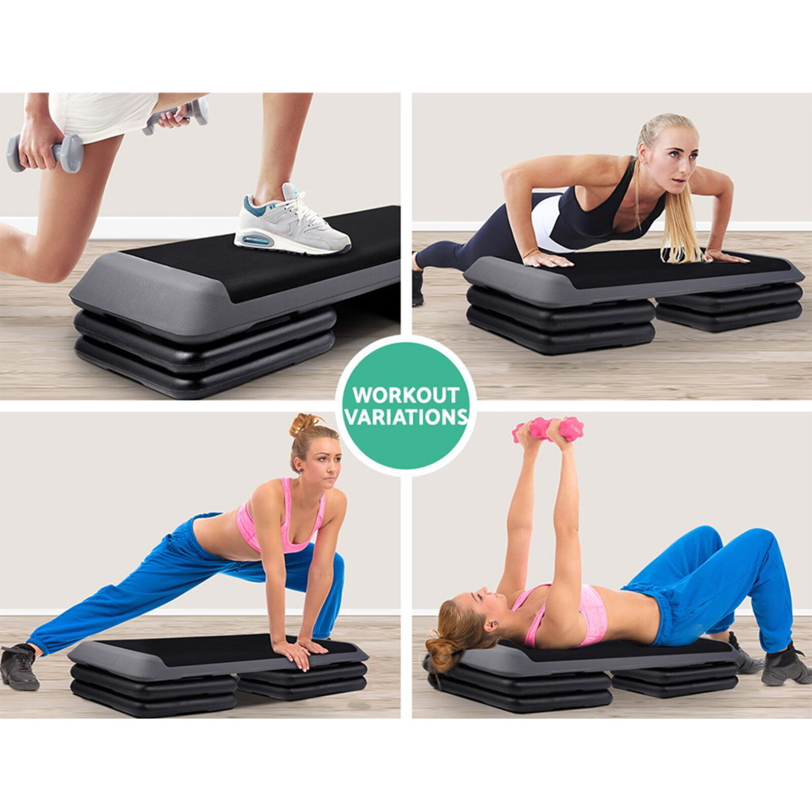 Everfit Aerobic Step Exercise Stepper Fitness Bench 3 level - Bunnings ...