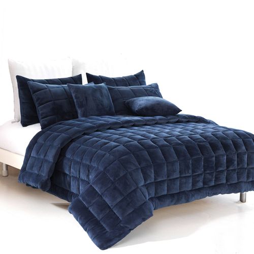 Alastairs Augusta Faux Mink Quilt / Comforter Set Charcoal Super King main image 1