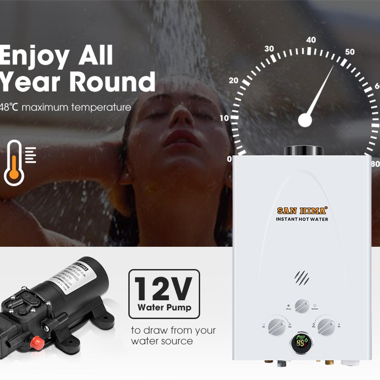 SAN HIMA Portable Gas Hot Water Heater System 8L - Bunnings Australia