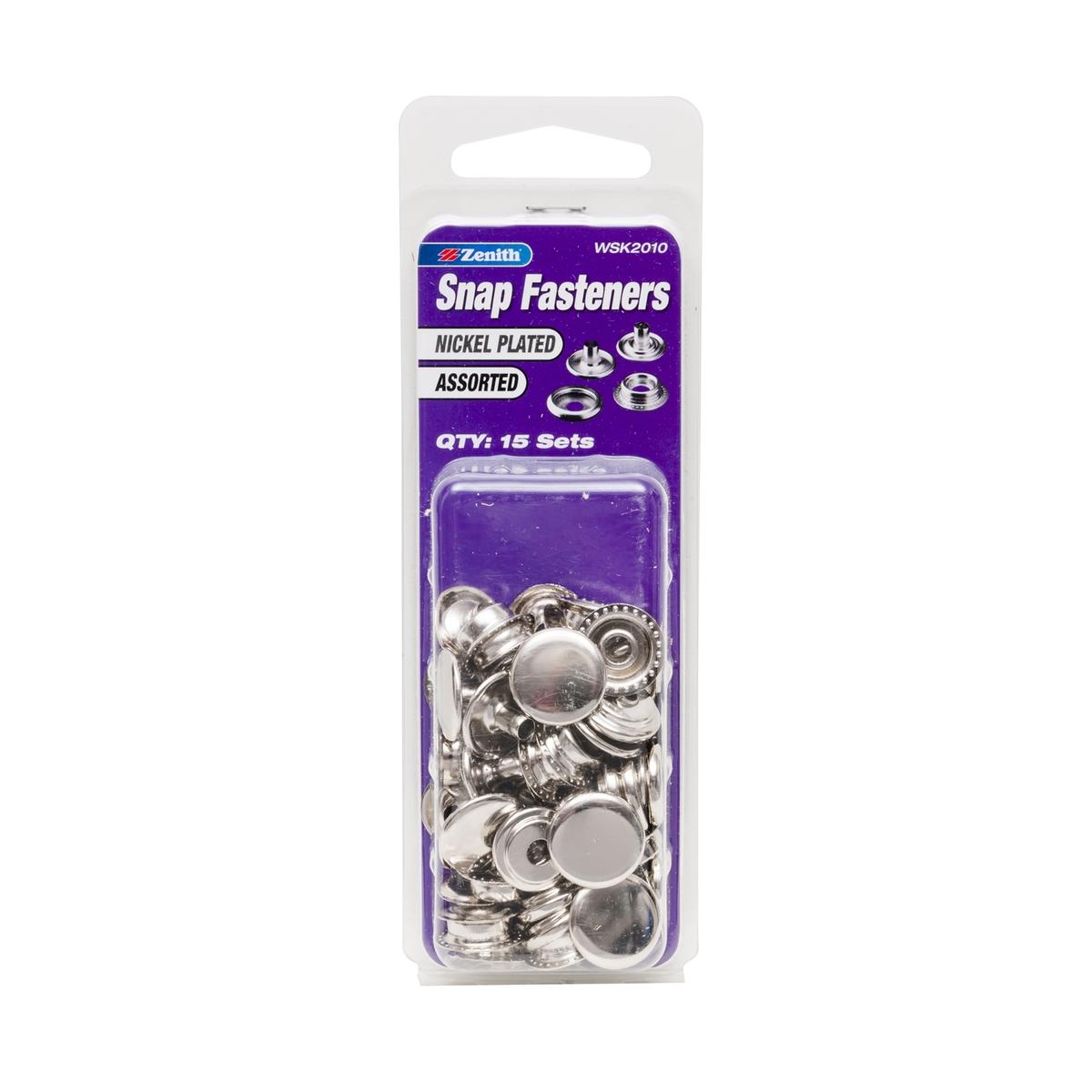 Zenith Assorted Nickel Plated Brass Snap Fastener - Bunnings Australia