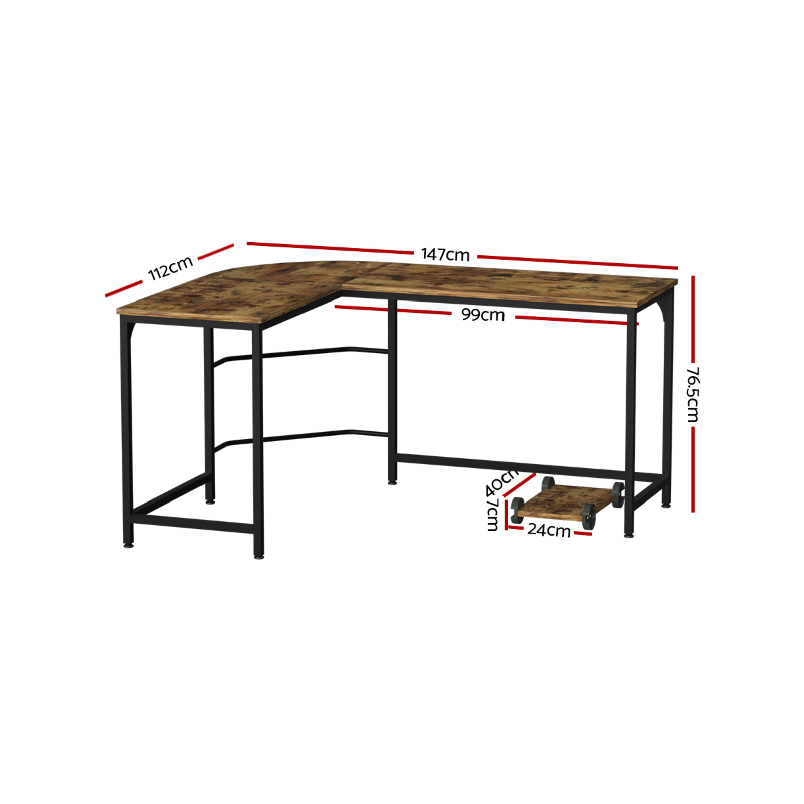 Artiss L-Shaped Computer Desk Brown - Bunnings Australia