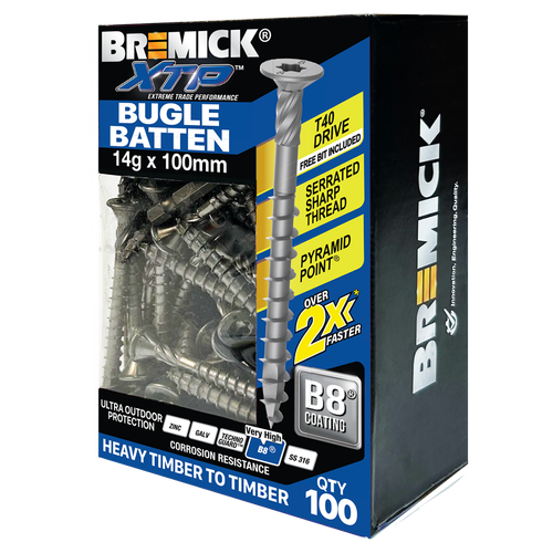 Bremick XTP 14g x 100mm T40 B8 Bugle Batten - 100 Pack - Bunnings Australia