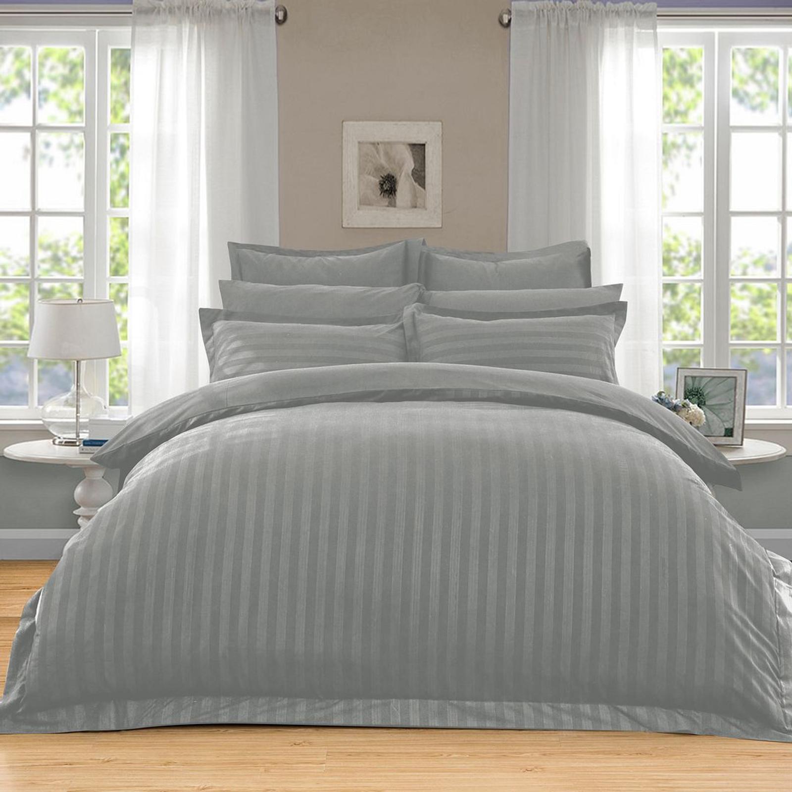 1000TC Reversible Queen Size Grey Duvet Quilt Cover Set