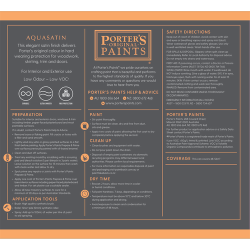 Porter's 4L Aquasatin Enamel Popcorn Washable Paint - 4L - Bunnings New ...