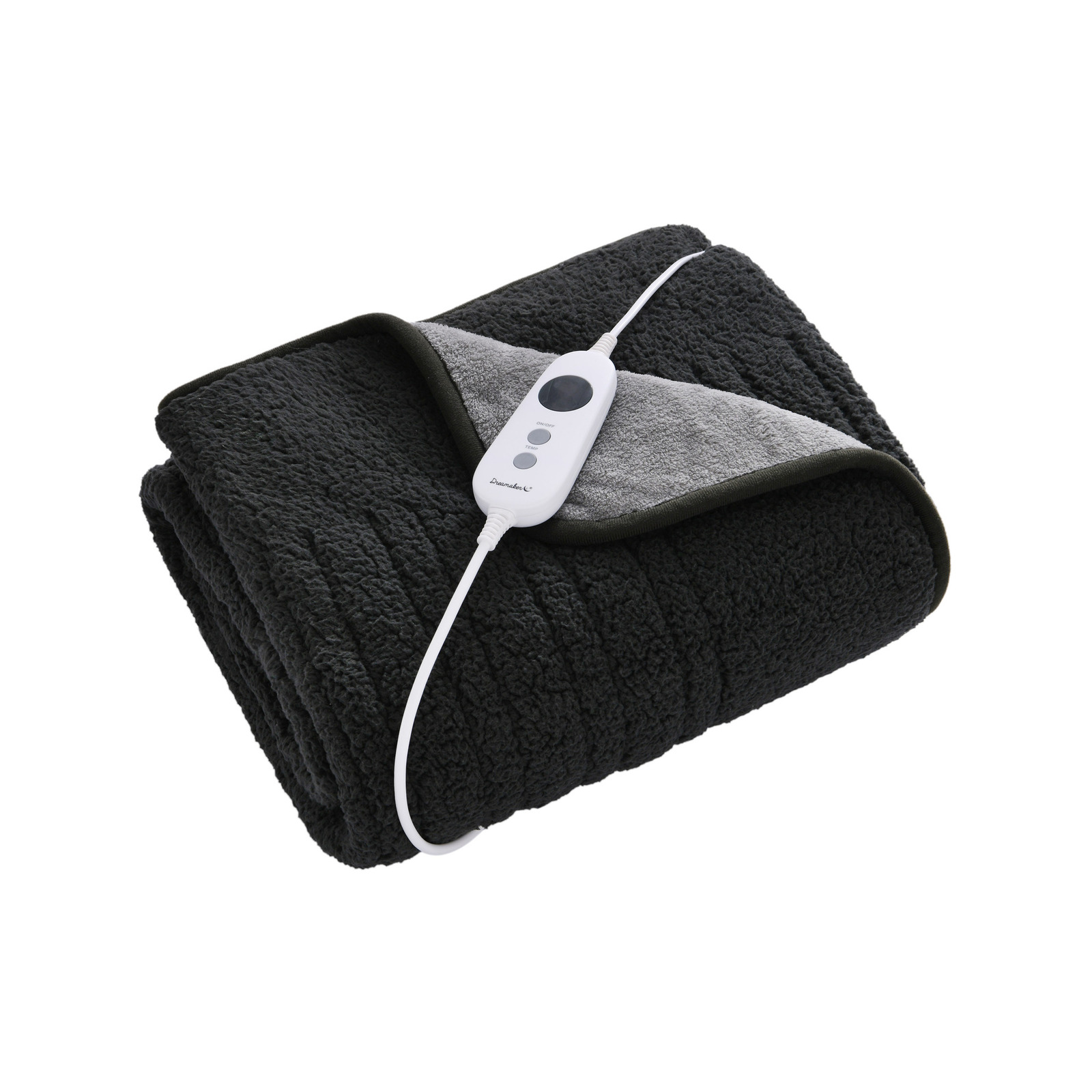 Dreamaker Reversible Heated Throw Blanket - Sherpa Charcoal u0026 Coral Silver  - Bunnings Australia