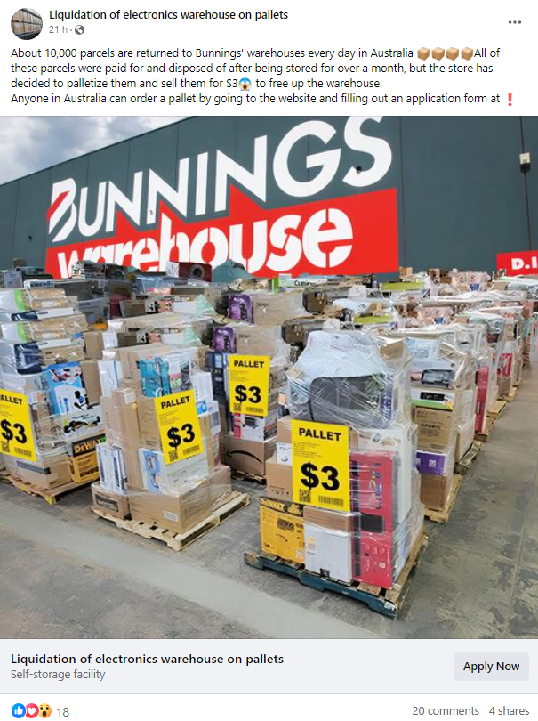 Scam Warning - Bunnings Australia