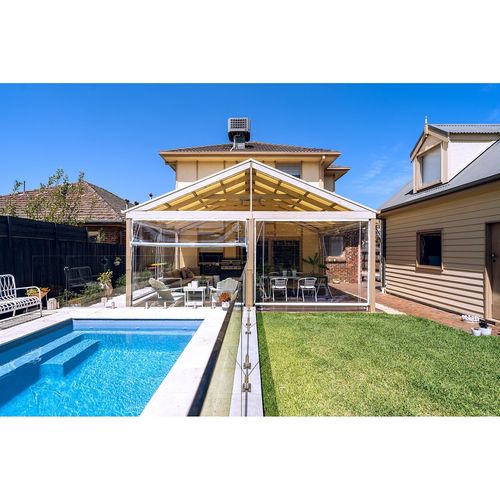 Bistro Blinds 0.75mm PVC Outdoor Blind Clear / White 1800mm x 2400mm