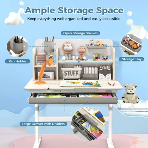 costway-kids-study-desk-height-adjustbale-w-tiltable-desktop-drawer